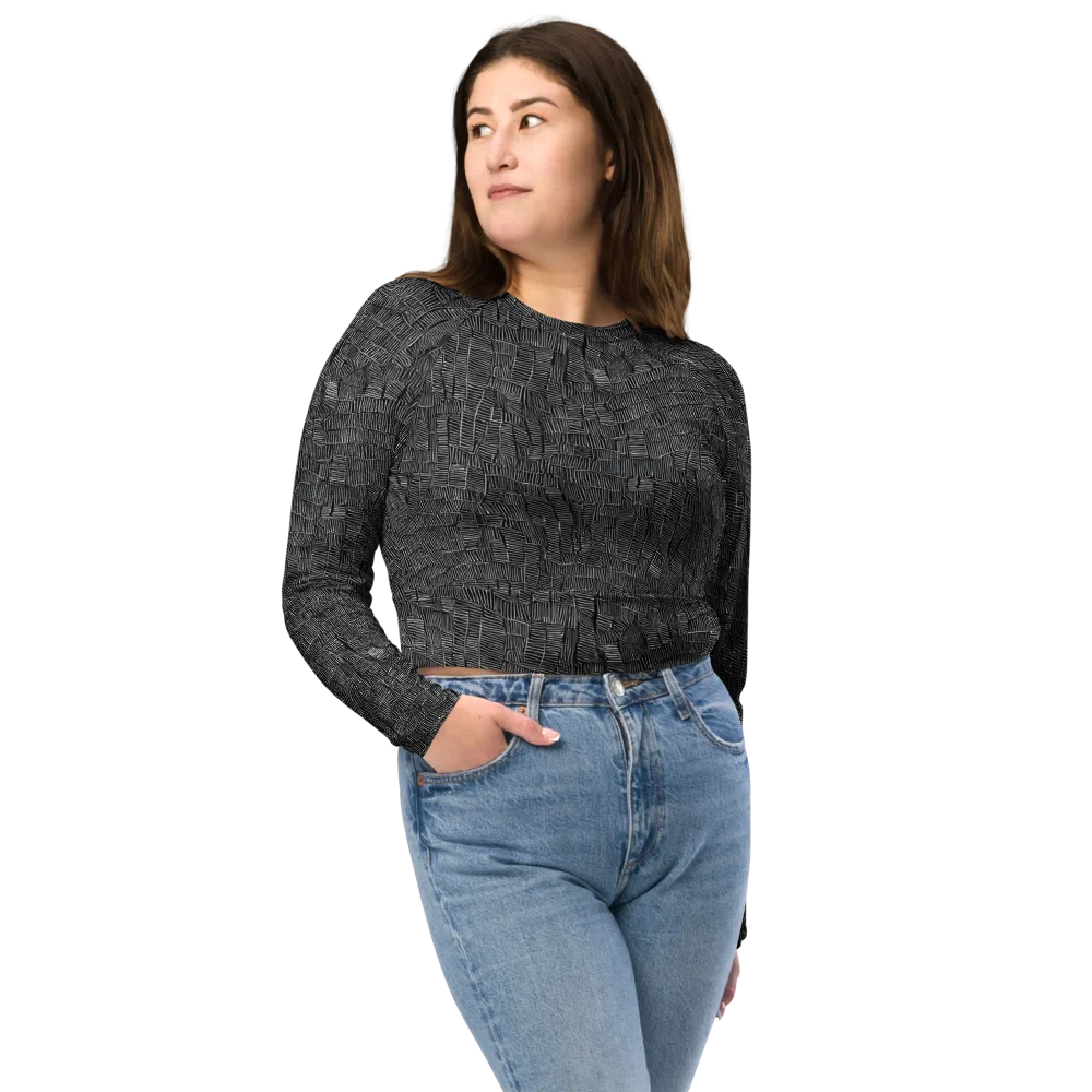 Noir Weave on Long Sleeve Crop Top — Front