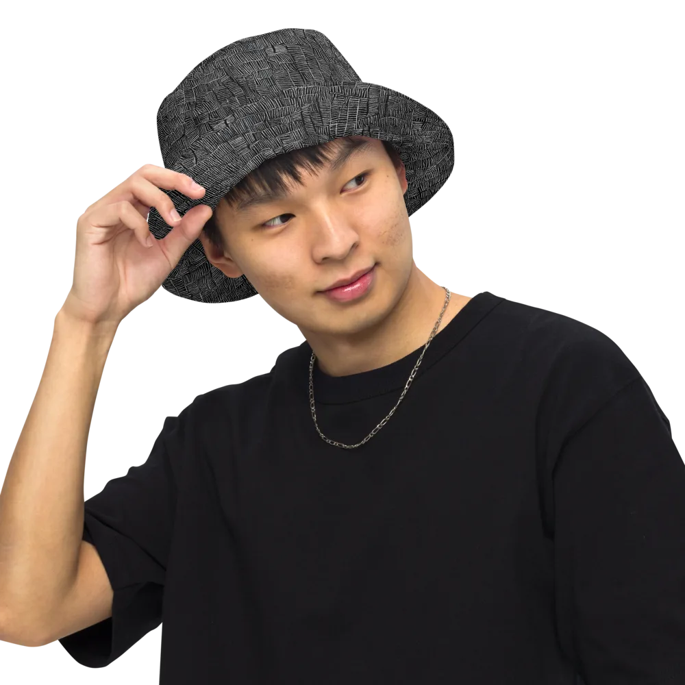 Noir Weave on Reversible Bucket Hat — Front Inside