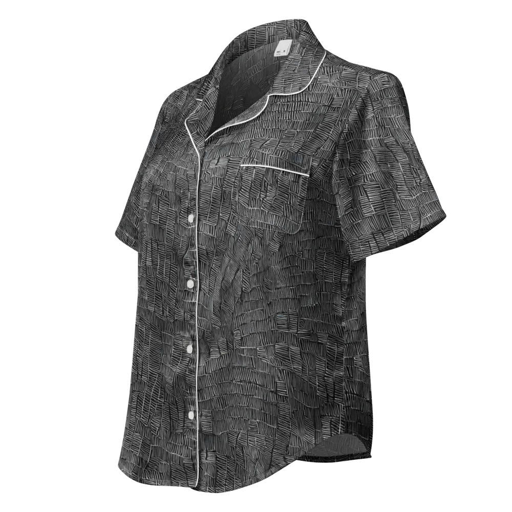 Noir Weave on Women's Short Sleeve Pajama Top — Left Front
