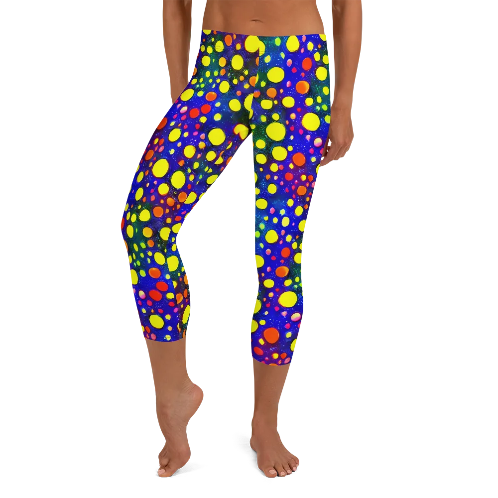 Ultraviolet Bubbles on Capri Leggings — Front