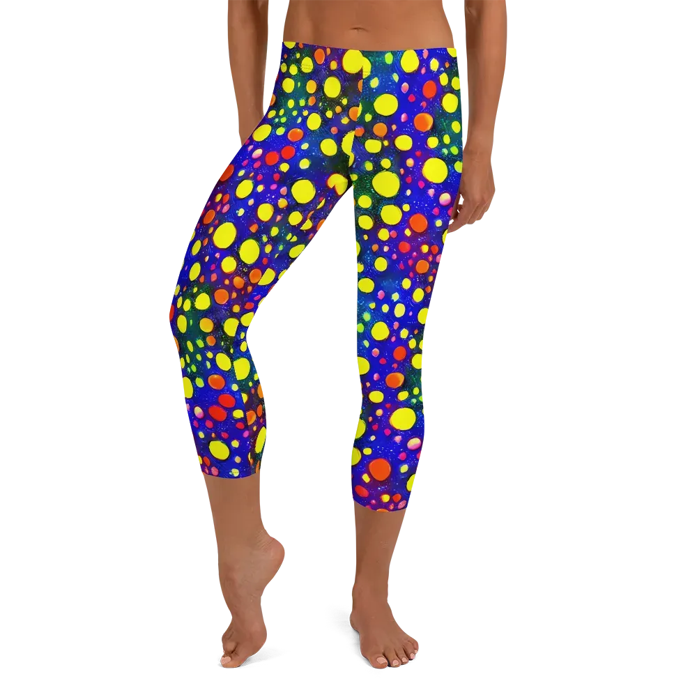 Ultraviolet Bubbles on Capri Leggings — Front