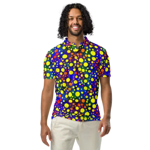 Ultraviolet Bubbles on a Men's Slim Fit Polo Shirt