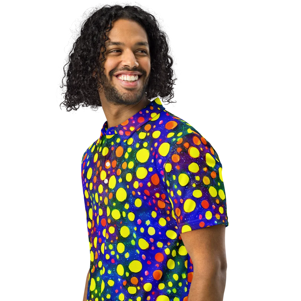 Ultraviolet Bubbles on Men's Slim Fit Polo Shirt — Left Front