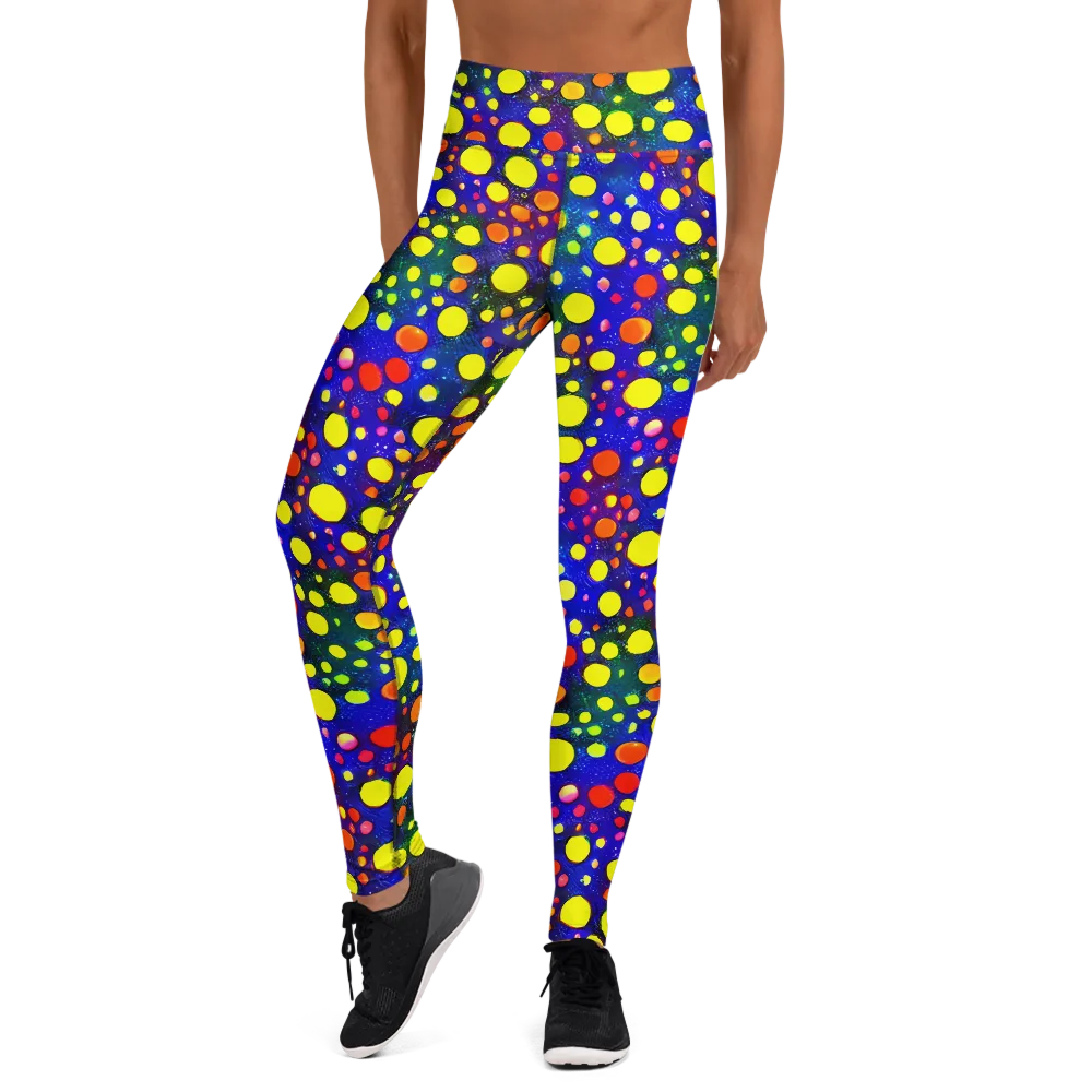 Ultraviolet Bubbles on Yoga Leggings — Front