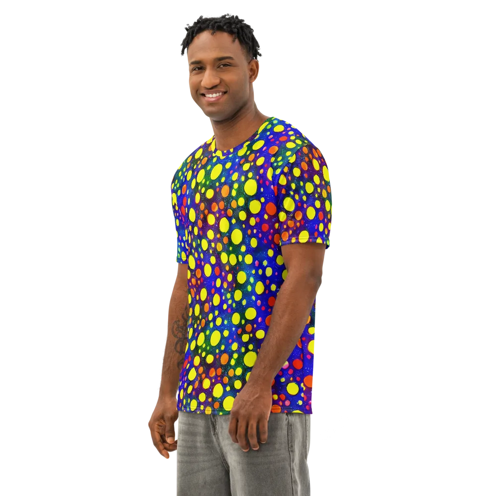 Ultraviolet Bubbles on Men's Cotton Crew Neck T-Shirt — Left Front