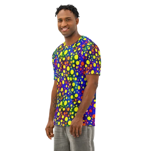 Ultraviolet Bubbles on a Men's Cotton Crew Neck T-Shirt