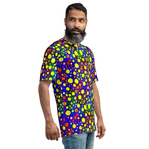 Ultraviolet Bubbles on a Men's Crew Neck T-Shirt