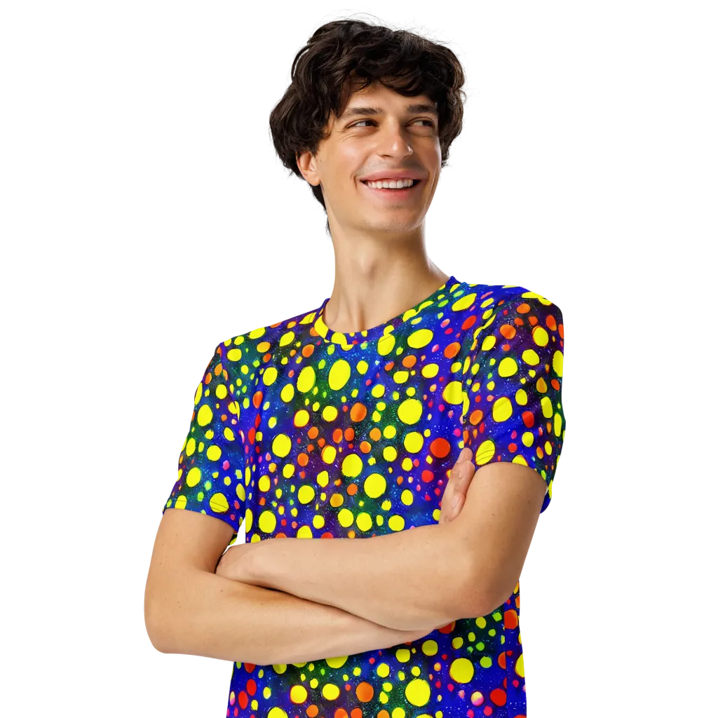 Ultraviolet Bubbles on Men's Crew Neck T-Shirt — Left Front