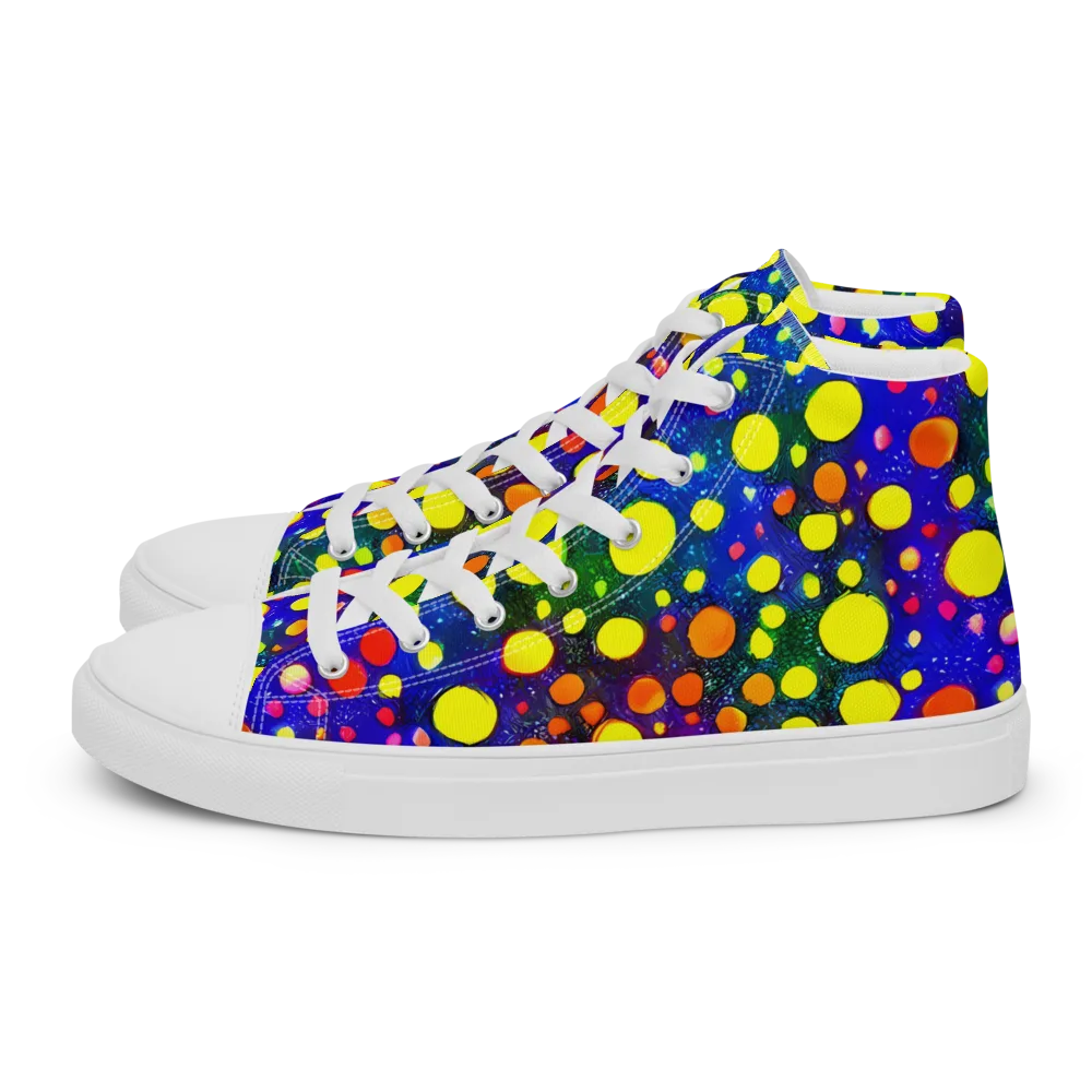 Ultraviolet Bubbles on Men's High Top Canvas Shoes — Left