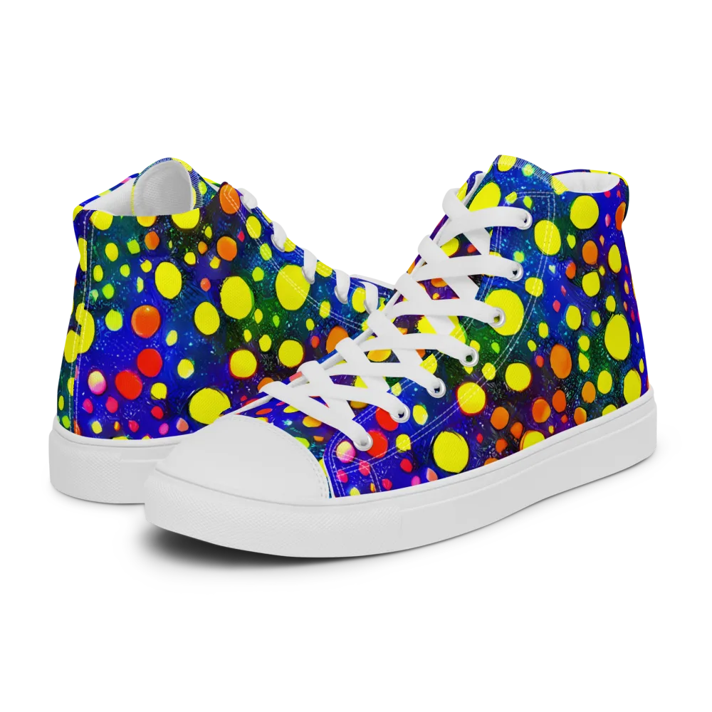 Ultraviolet Bubbles on Men's High Top Canvas Shoes — Left