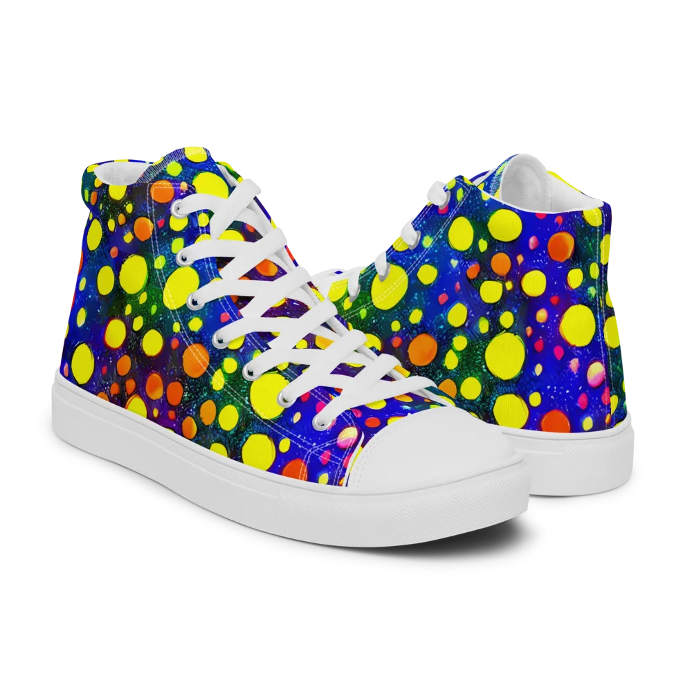 Ultraviolet Bubbles on Men's High Top Canvas Shoes — Right