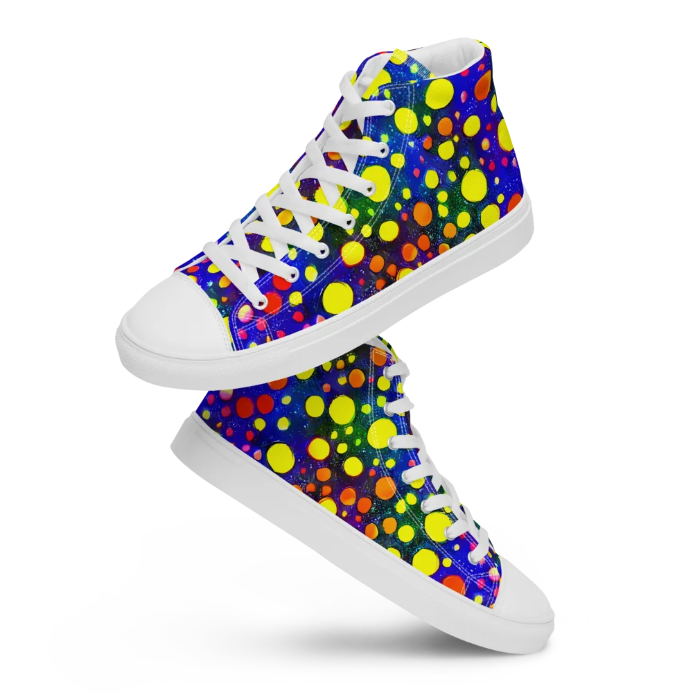 Ultraviolet Bubbles on Men's High Top Canvas Shoes — Front