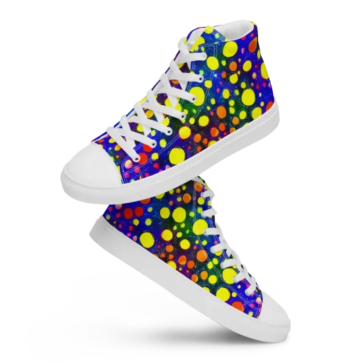 Ultraviolet Bubbles on a Men's High Top Canvas Shoes