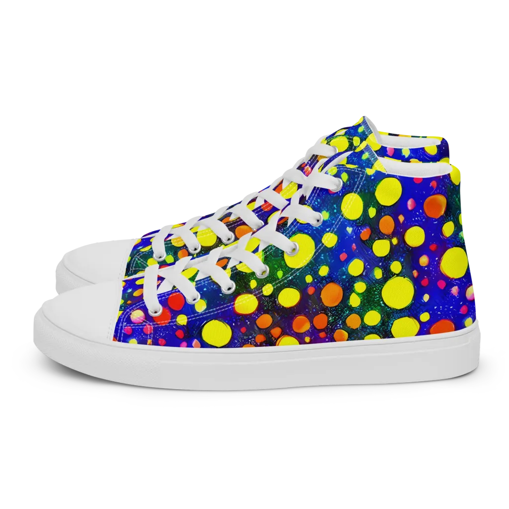 Ultraviolet Bubbles on Women's High Top Canvas Shoes — Left