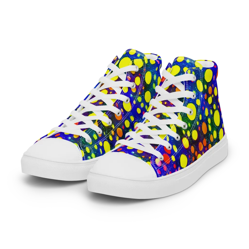 Ultraviolet Bubbles on Women's High Top Canvas Shoes — Left Front