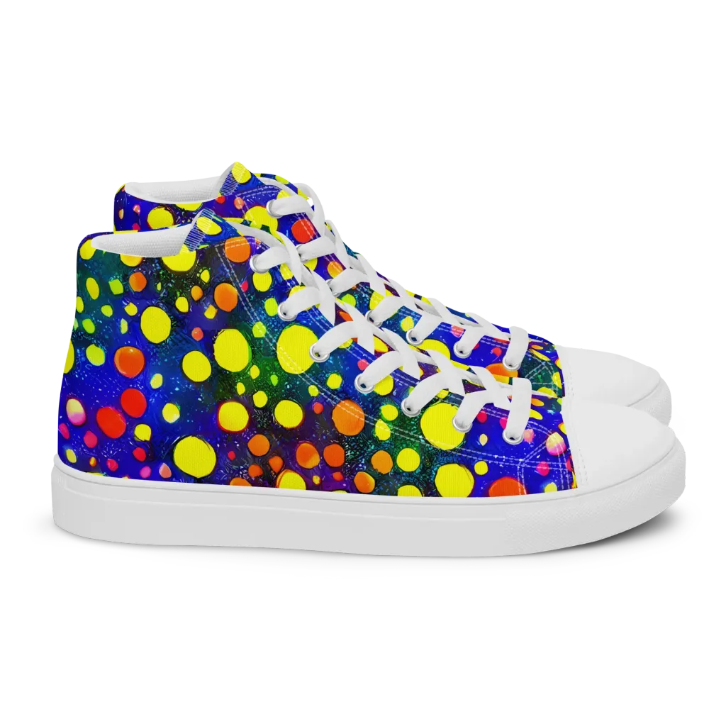 Ultraviolet Bubbles on Women's High Top Canvas Shoes — Right