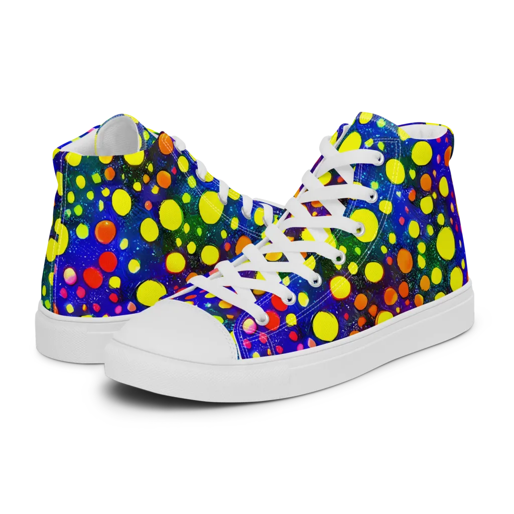 Ultraviolet Bubbles on Women's High Top Canvas Shoes — Left