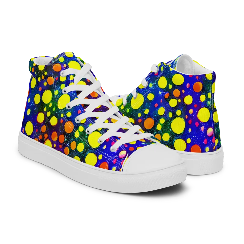 Ultraviolet Bubbles on Women's High Top Canvas Shoes — Right