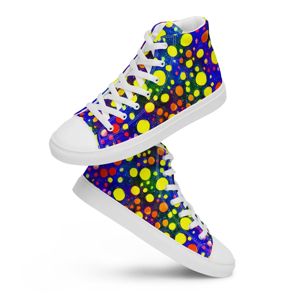 Ultraviolet Bubbles on Women's High Top Canvas Shoes — Front