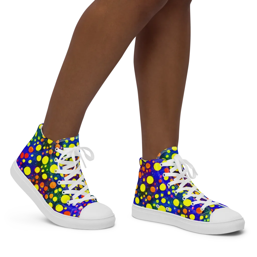 Ultraviolet Bubbles on Women's High Top Canvas Shoes — Right