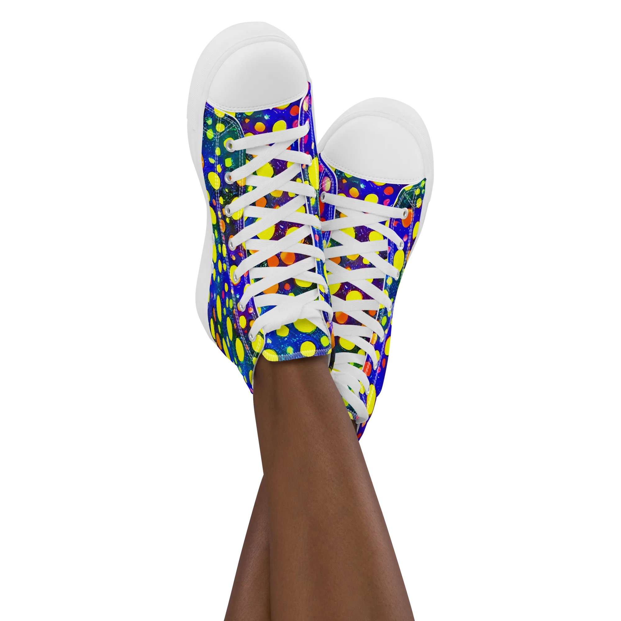 Ultraviolet Bubbles on Women's High Top Canvas Shoes — Front