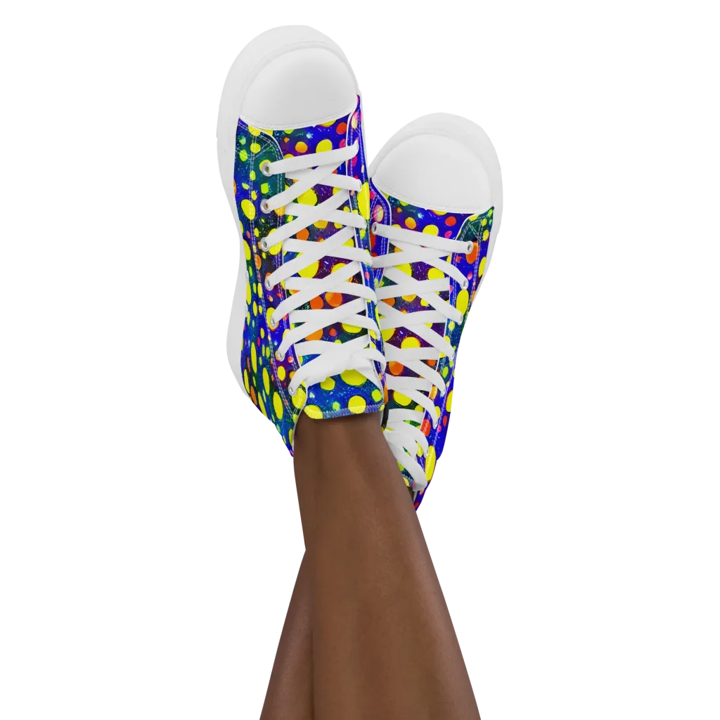 Ultraviolet Bubbles on Women's High Top Canvas Shoes — Front