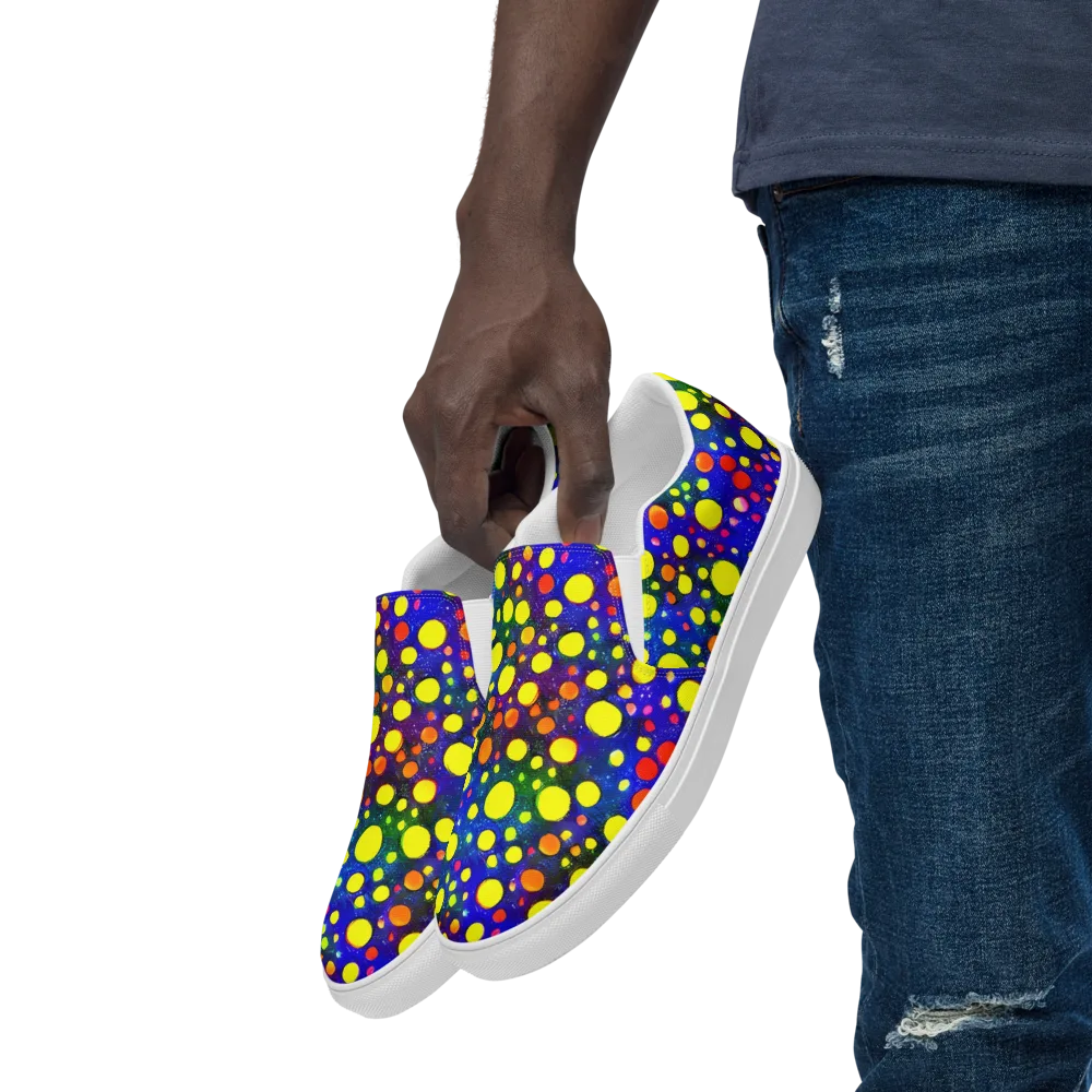 Ultraviolet Bubbles on Men's Slip-On Canvas Shoes — Left Front