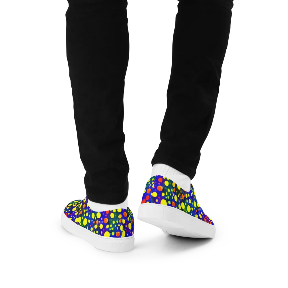 Ultraviolet Bubbles on Men's Lace-Up Canvas Shoes — Back
