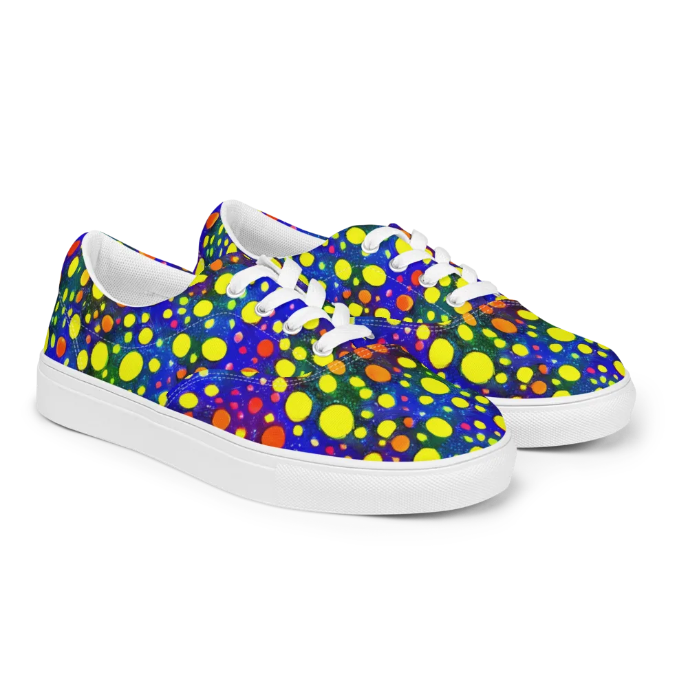 Ultraviolet Bubbles on Men's Lace-Up Canvas Shoes — Right Front