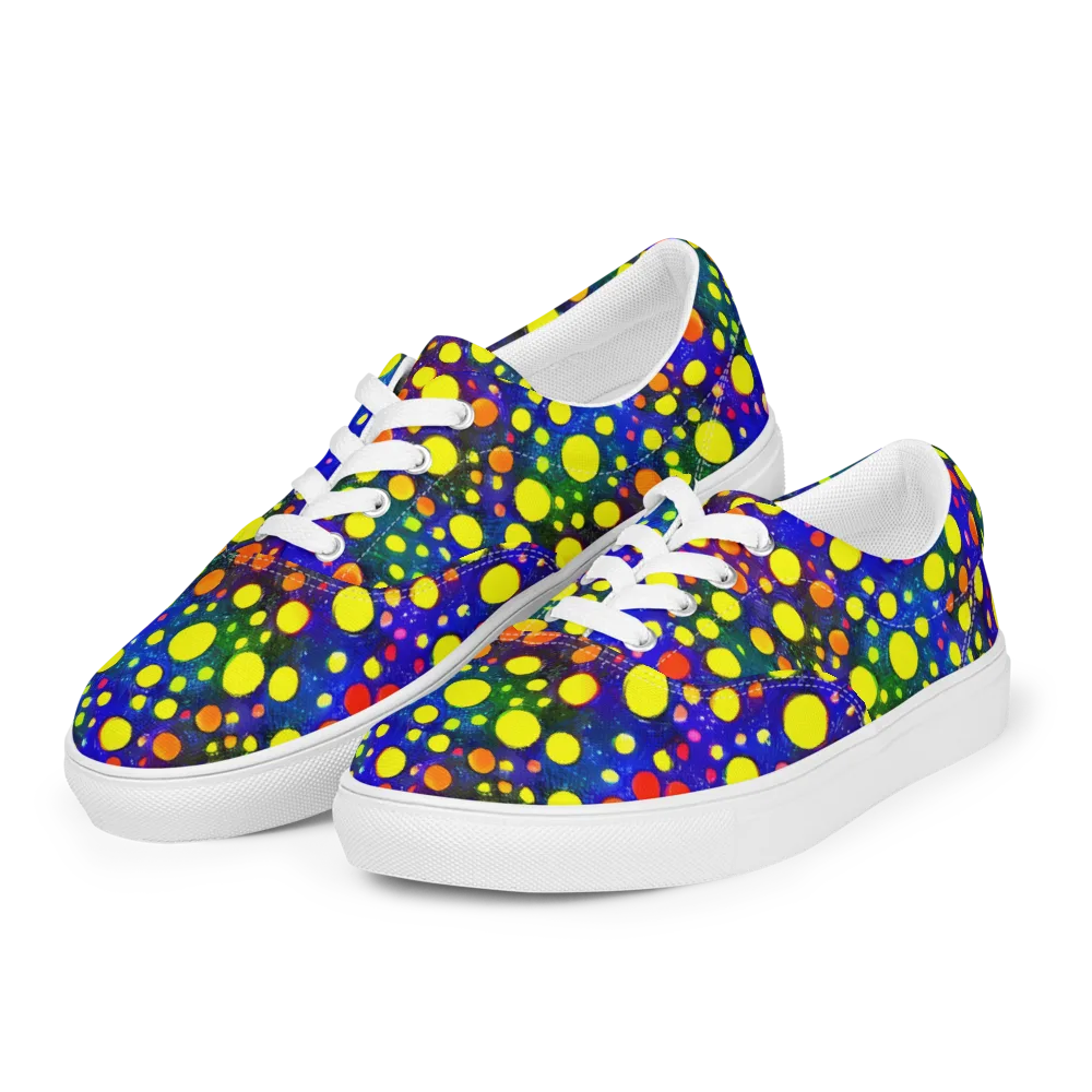 Ultraviolet Bubbles on Men's Lace-Up Canvas Shoes — Left Front