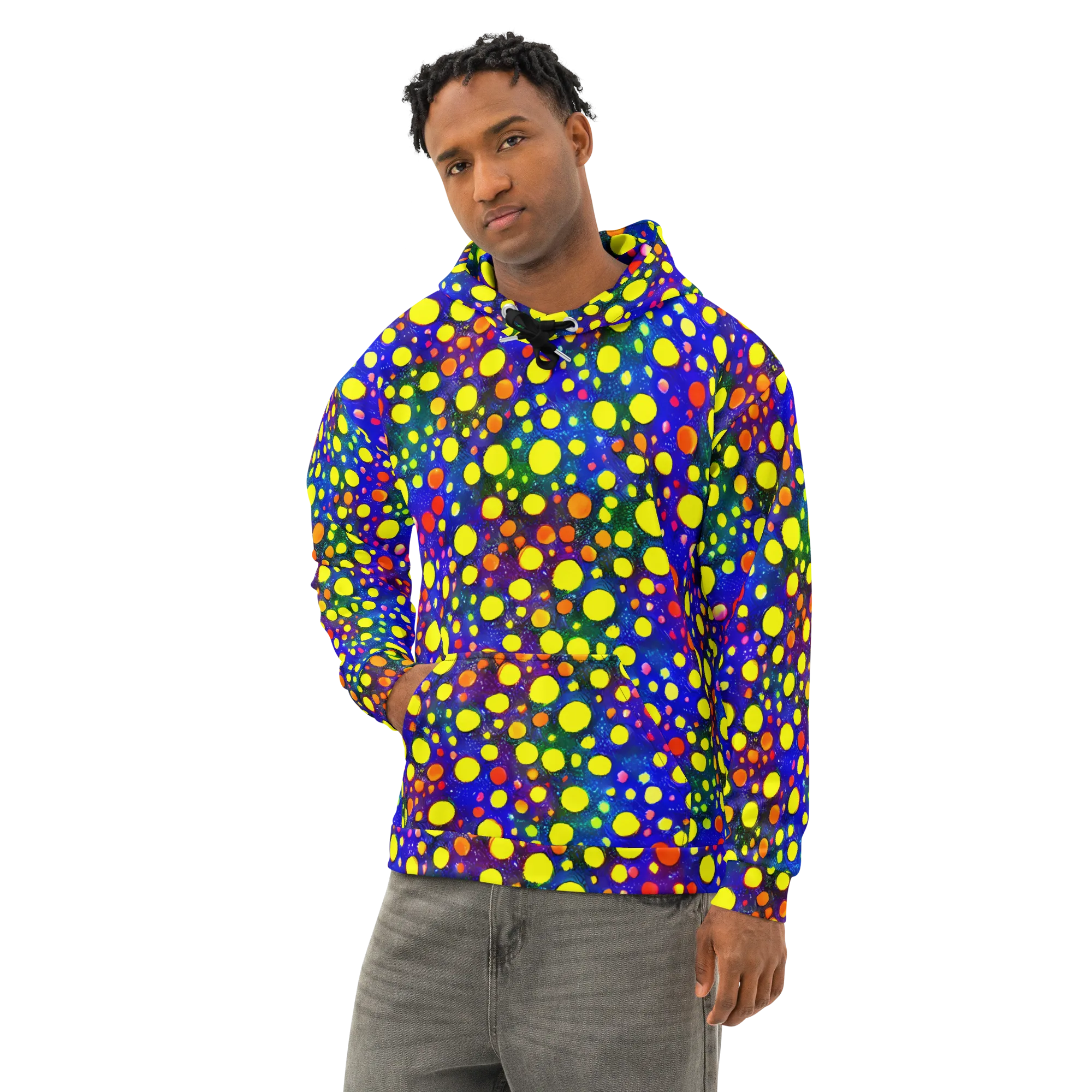 Ultraviolet Bubbles on Cotton Hoodie — Left Front