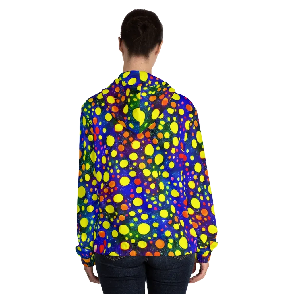 Ultraviolet Bubbles on Women's Full-Zip Hoodie — Back On Person