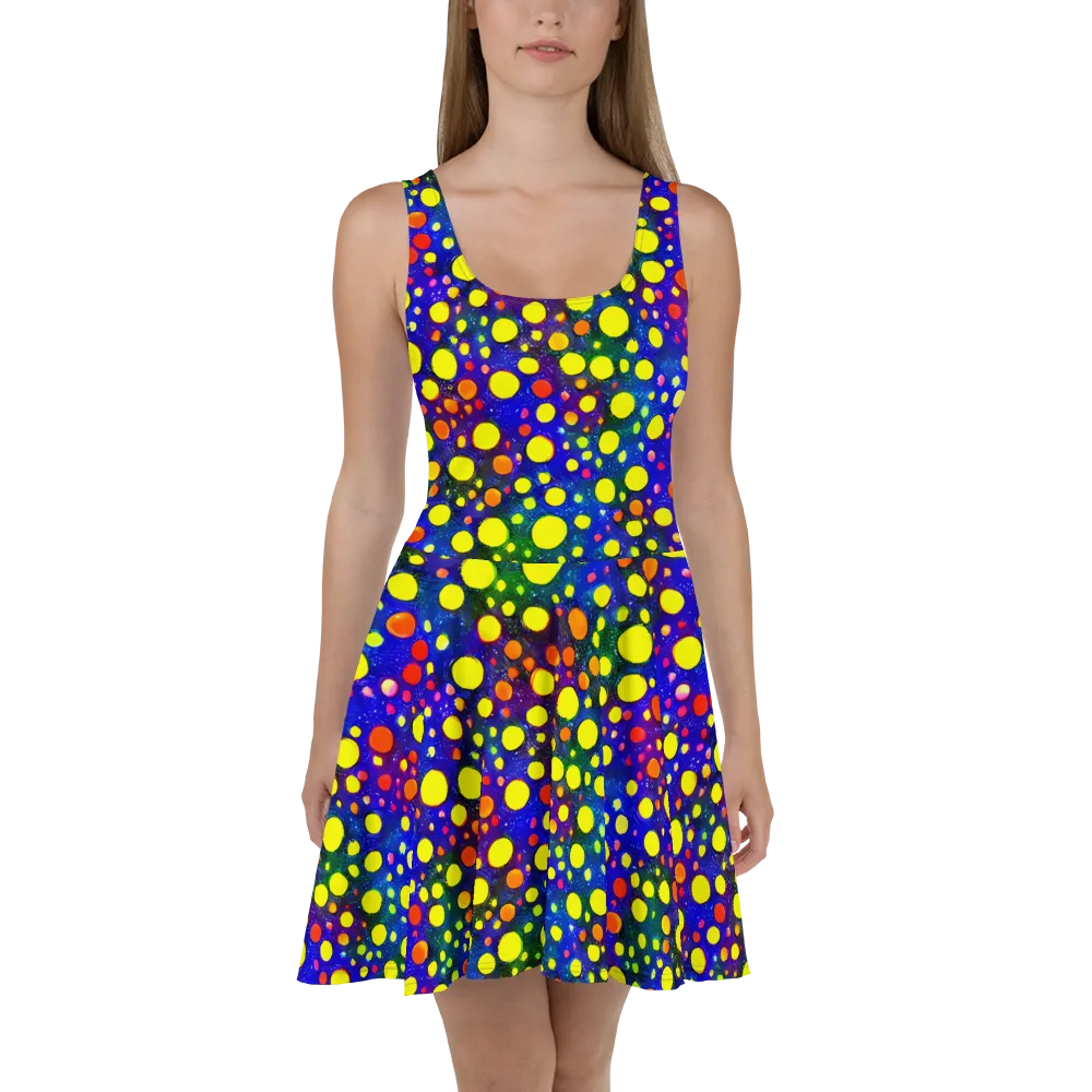 Ultraviolet Bubbles on Skater Dress — Front