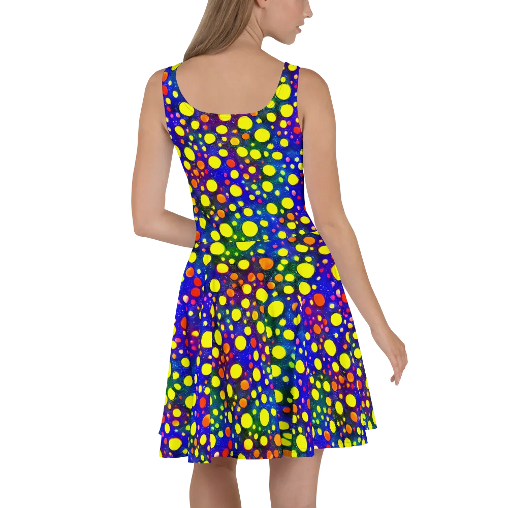 Ultraviolet Bubbles on Skater Dress — Back