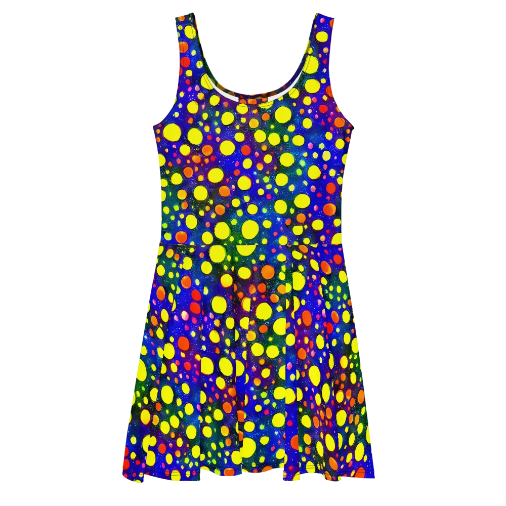 Ultraviolet Bubbles on Skater Dress — Front