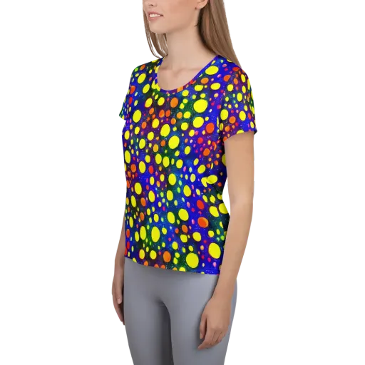 Ultraviolet Bubbles on a Women's Athletic T-Shirt