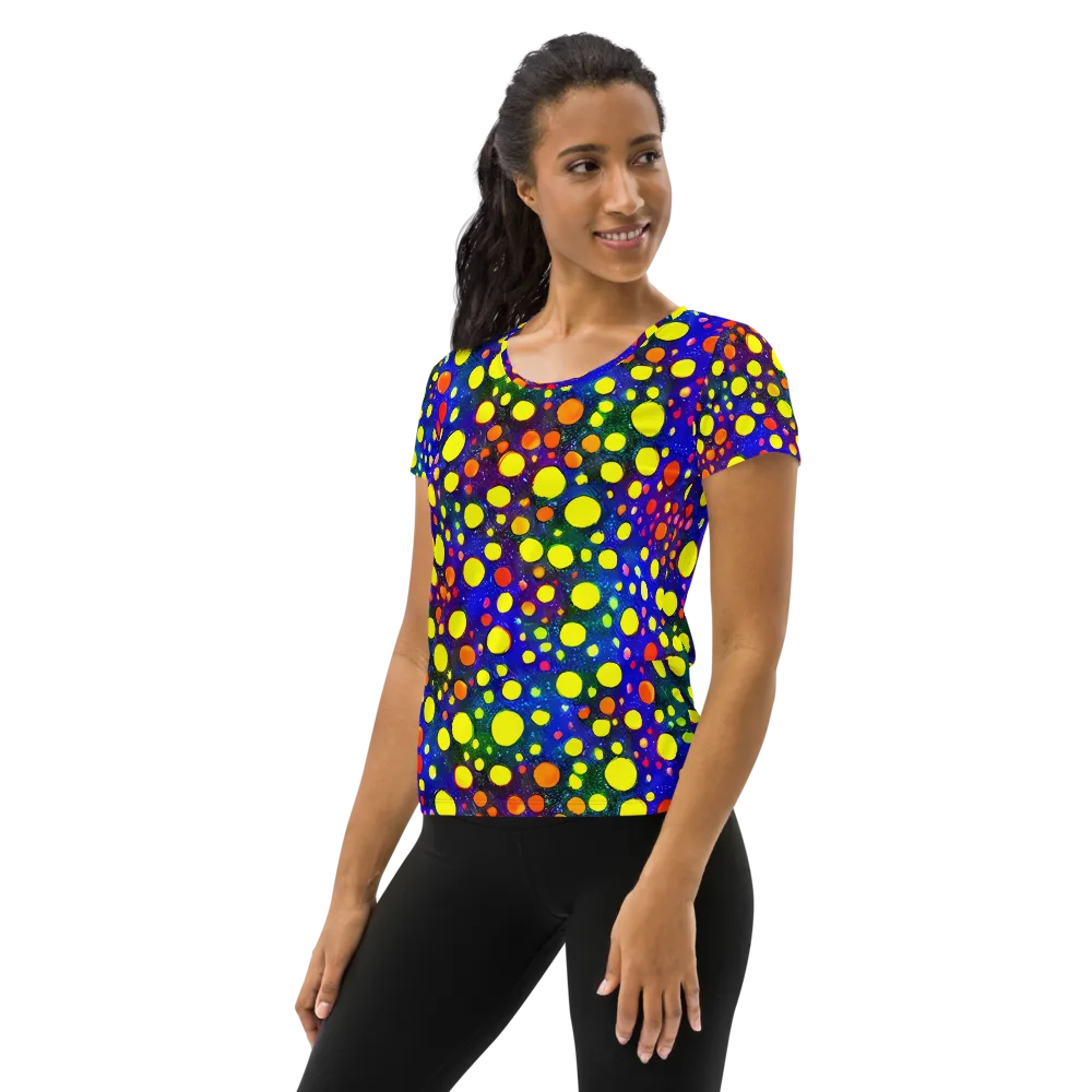 Ultraviolet Bubbles on Women's Athletic T-Shirt — Left
