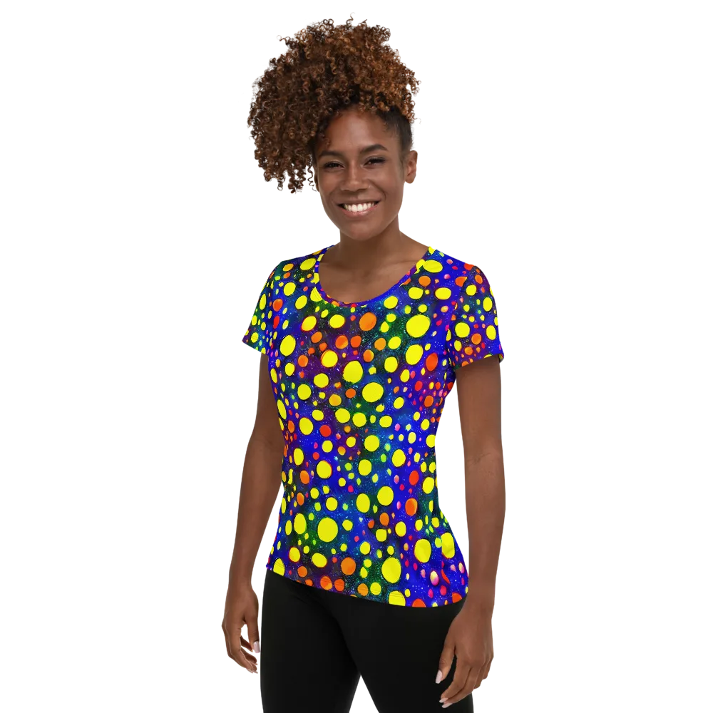 Ultraviolet Bubbles on Women's Athletic T-Shirt — Left