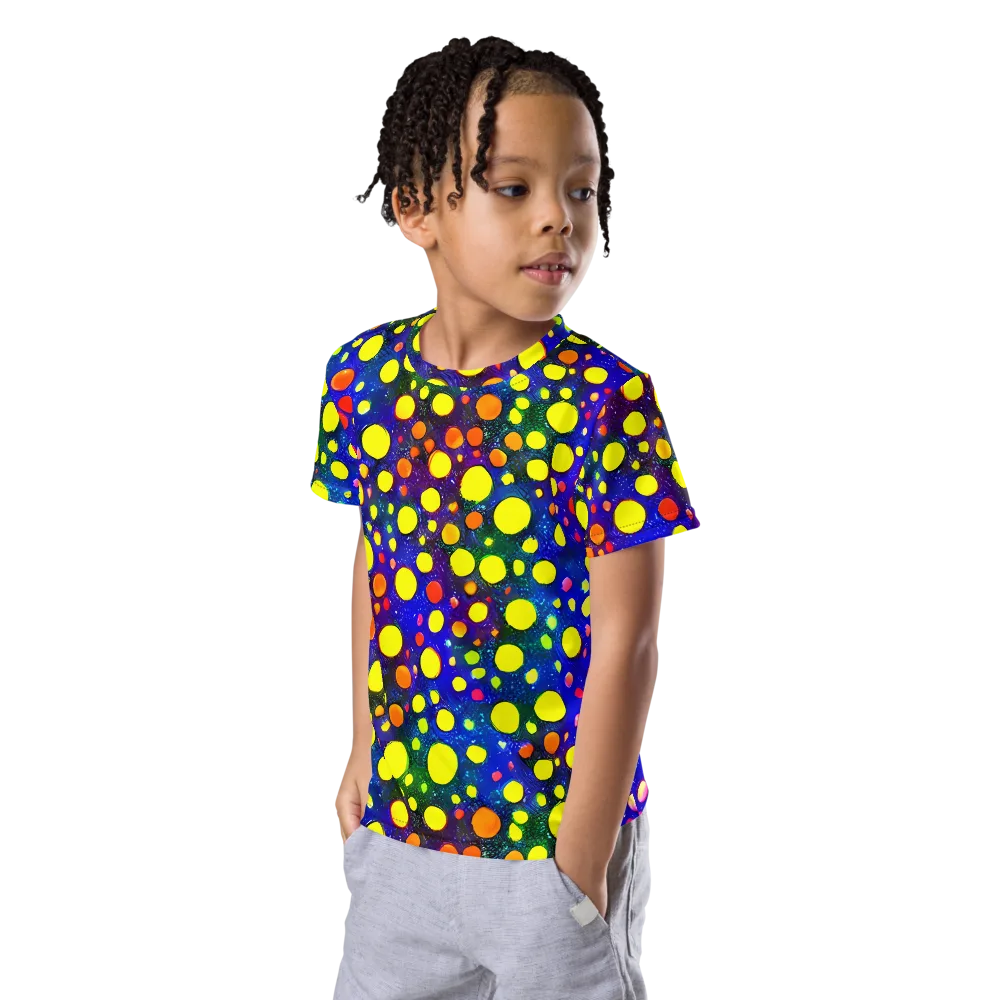 Ultraviolet Bubbles on Kids Crew Neck T-Shirt — Left Front