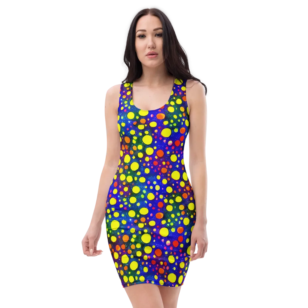 Ultraviolet Bubbles on Bodycon Dress — Front