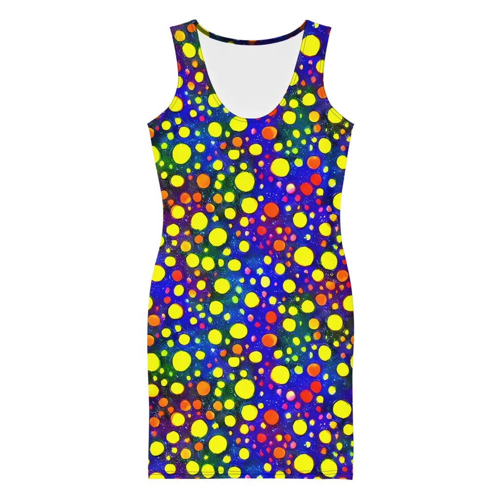 Ultraviolet Bubbles on Bodycon Dress — Front