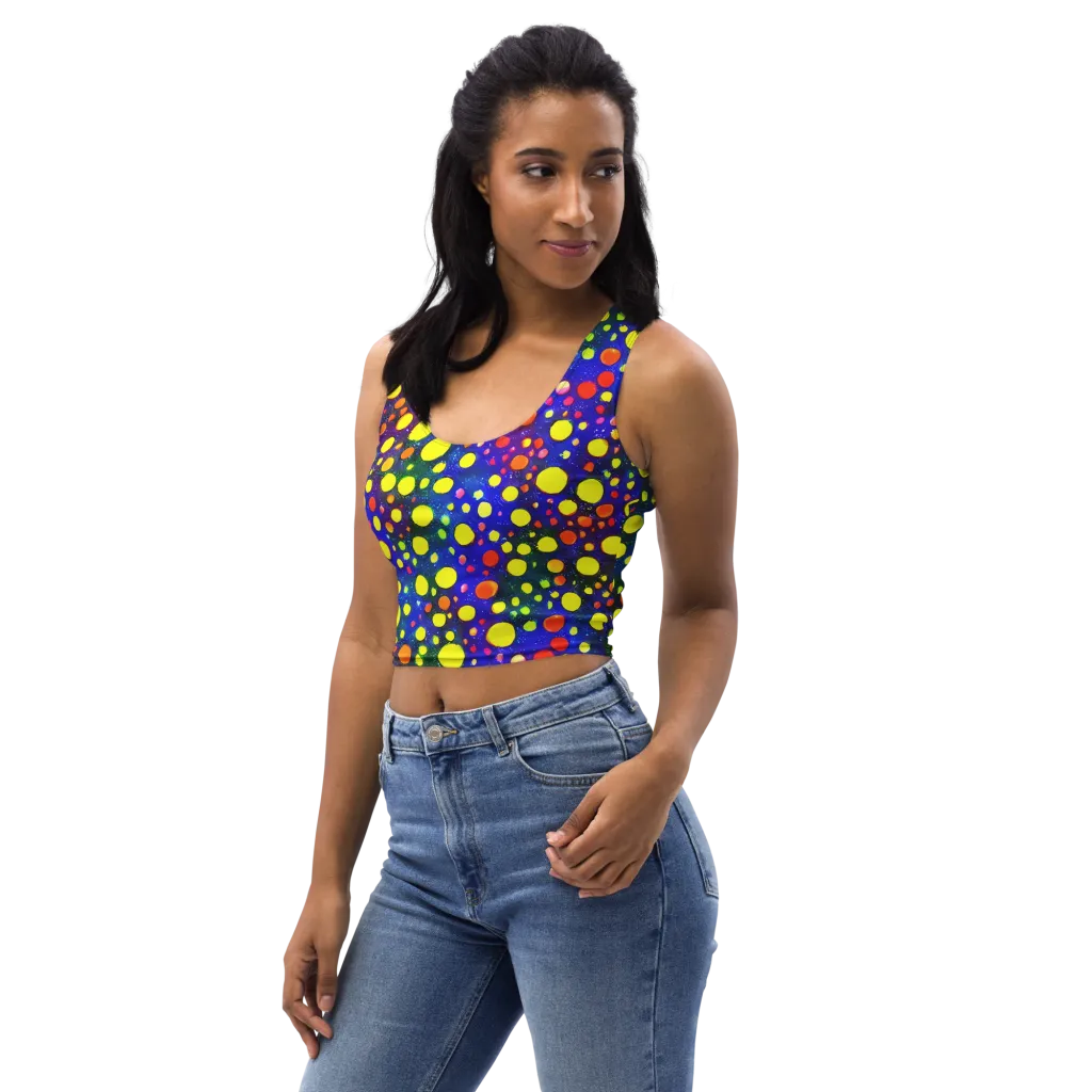 Ultraviolet Bubbles on Crop Top — Left Front