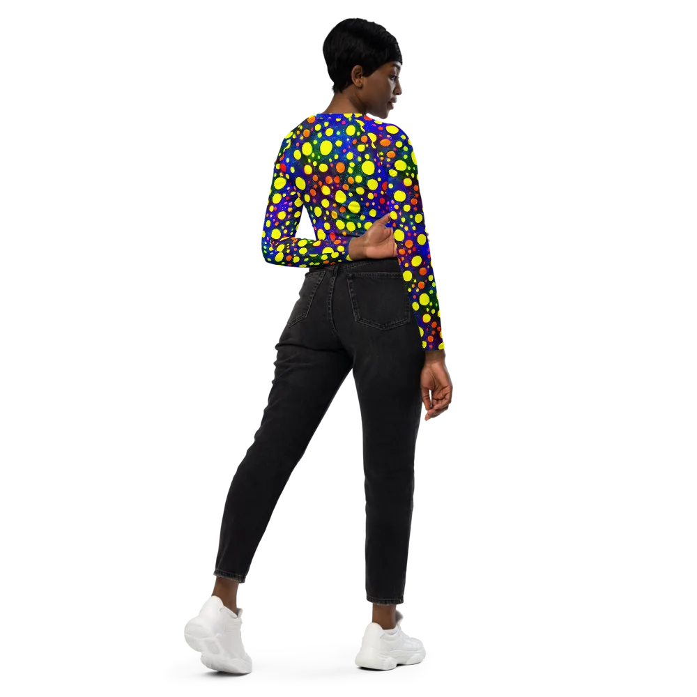 Ultraviolet Bubbles on Long Sleeve Crop Top — Right Back