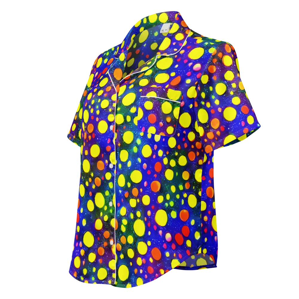 Ultraviolet Bubbles on Women's Short Sleeve Pajama Top — Left Front