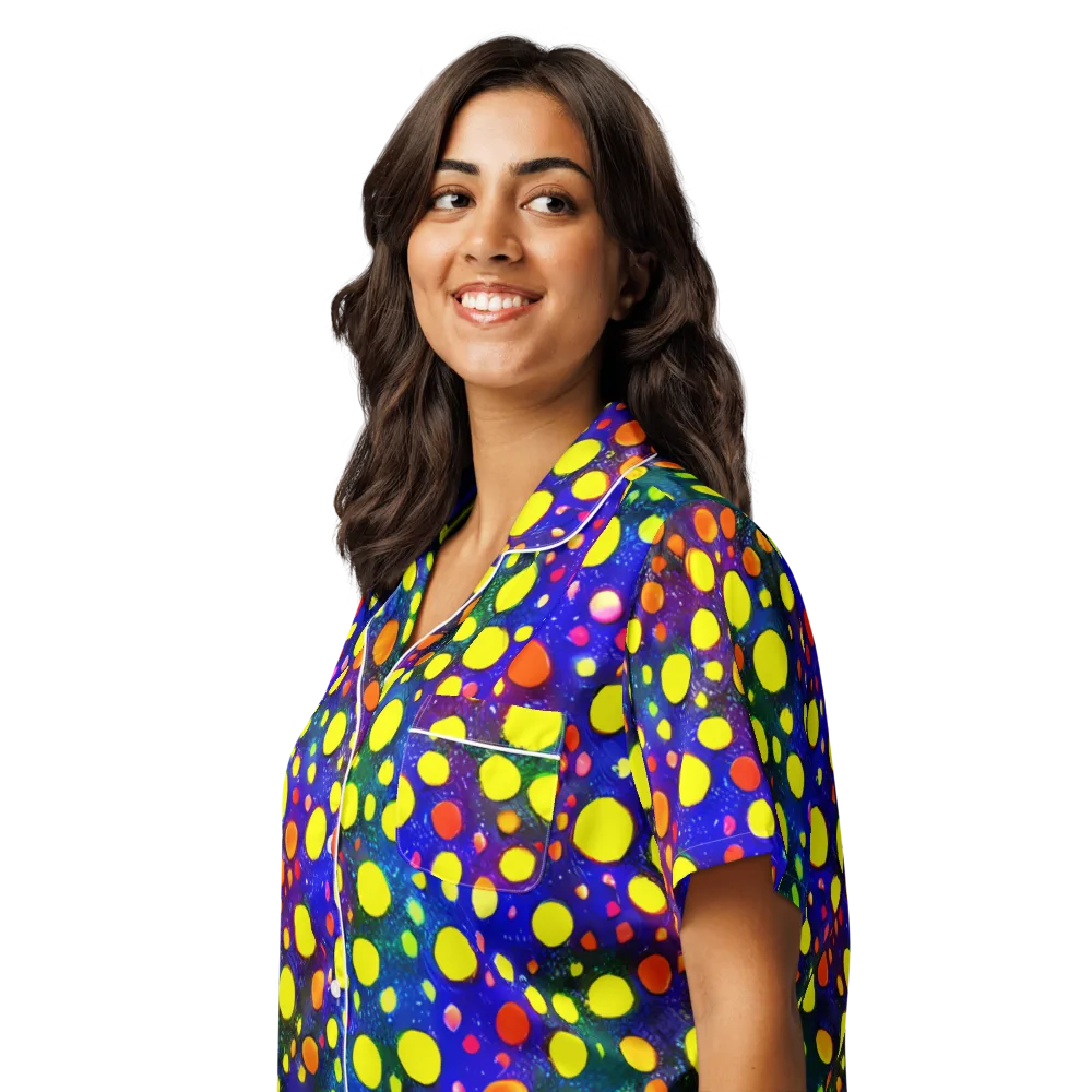 Ultraviolet Bubbles on Women's Short Sleeve Pajama Top — Left Front