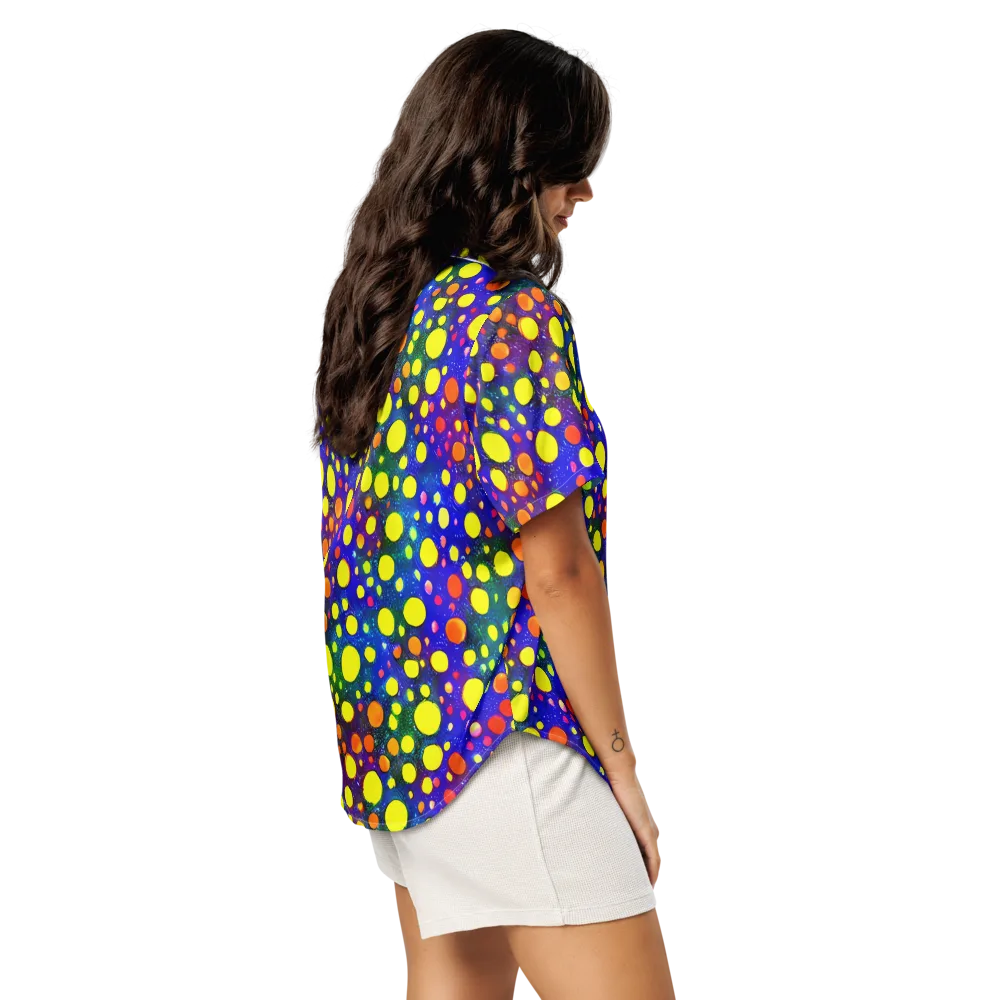 Ultraviolet Bubbles on Women's Short Sleeve Pajama Top — Right Back