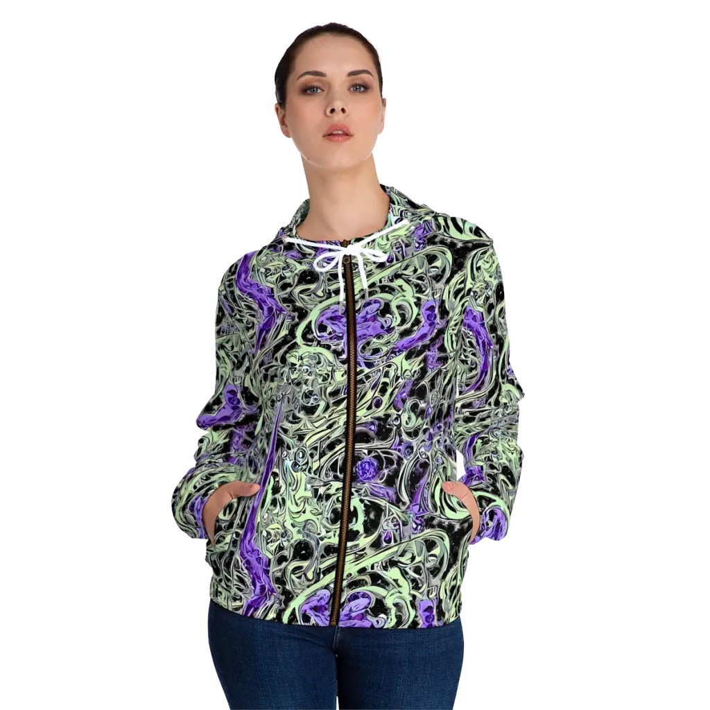 Psychic Vortex on Women's Full-Zip Hoodie — Front On Person