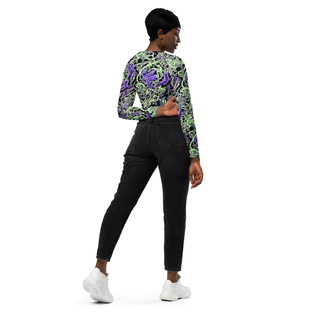 Psychic Vortex on Long Sleeve Crop Top — Right Back