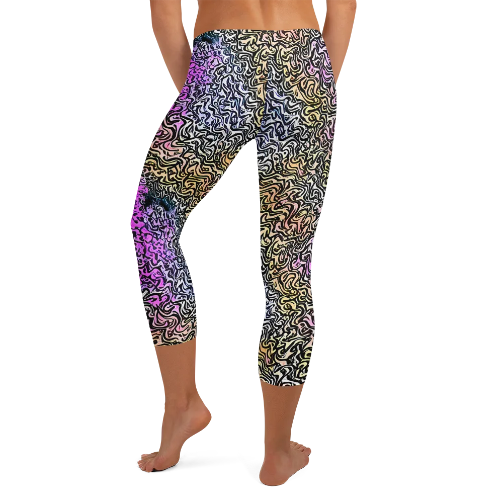 Neon Marbled Muse on Capri Leggings — Back