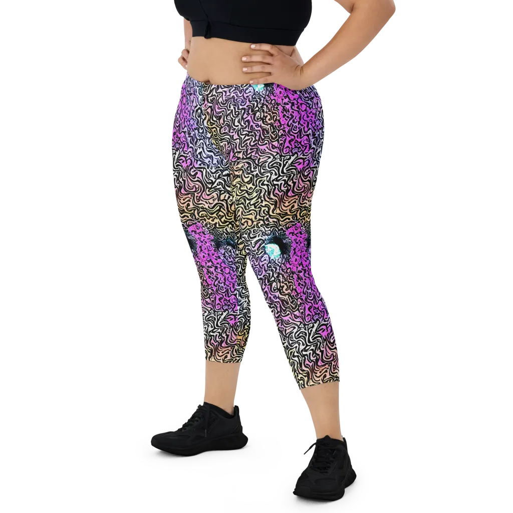 Neon Marbled Muse on Capri Leggings — Front